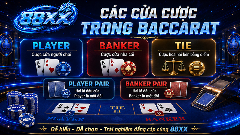 Các cửa cược trong Baccarat